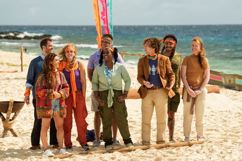 The cast of Survivor 50, which starts Tuesday, Feb. 25, 2026 on CBS Networks. Pictured left to right are Rick Devens, Savannah Louie, Jenna Lewis-Dougherty, Joe Hunter, Cirie Fields, Christian Hubicki, Ozzy Lusth, Emily Flippen.