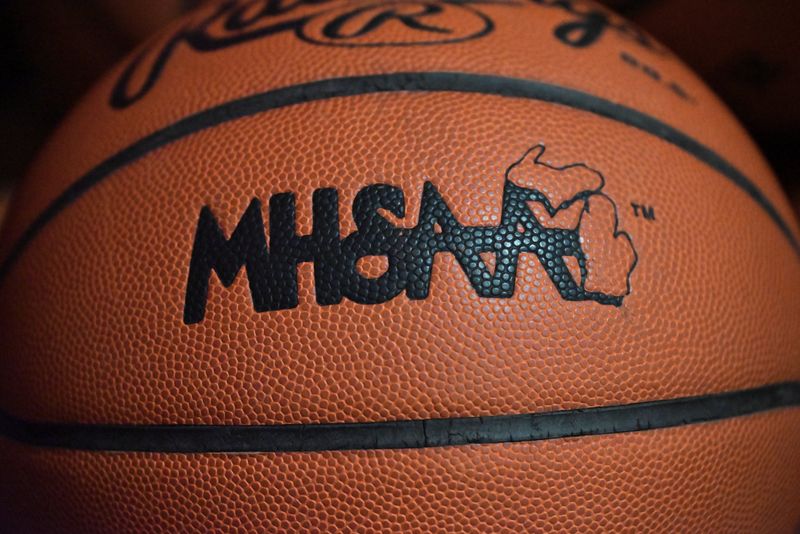 A basketball is seen inside the gymnasium at Port Huron High School on Tuesday, Feb. 17, 2026.
