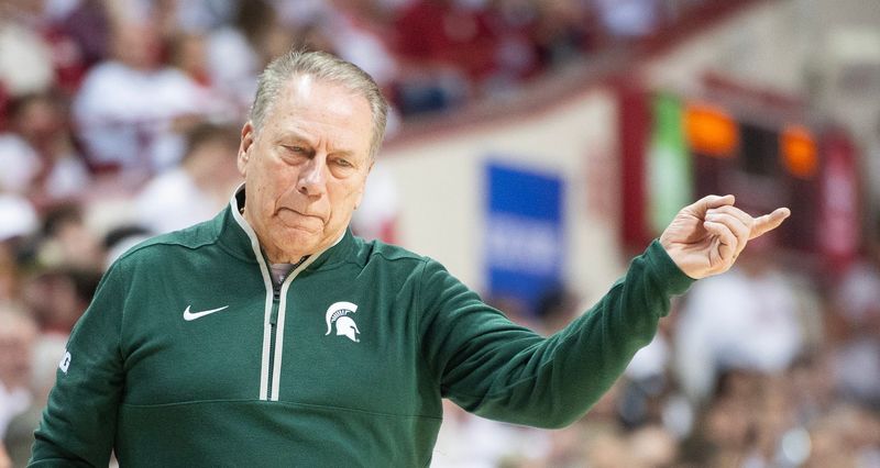 Michigan State Head Coach Tom Izzo during the Indiana versus Michigan State men's basketball game at Simon Skjodt Assembly Hall on Sunday, March 1, 2026.