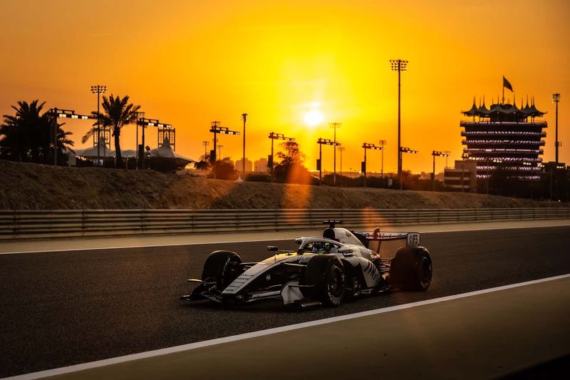 The Cadillac F1 car on track during Bahrain test days. The GM brand will get its first race experience in Formula One this weekend in Melbourne, Australia.