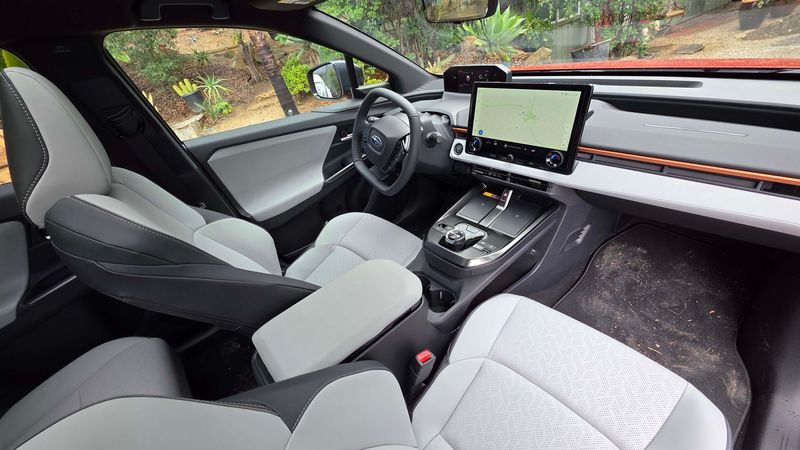 The interior of the 2026 Subaru Uncharted is roomy with 12-inch digital screens in a horizontal dash layout.