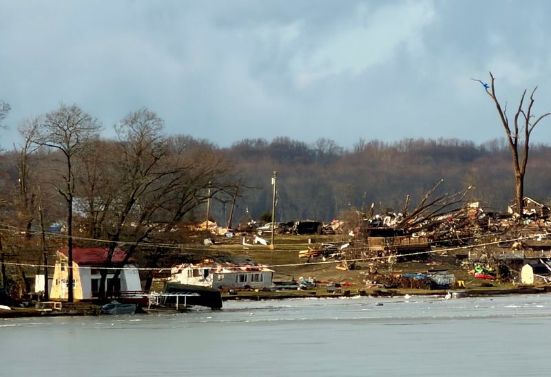 A tornado leveled homes on Union Lake in Union City, Michigan, on Friday, March 6, 2026.