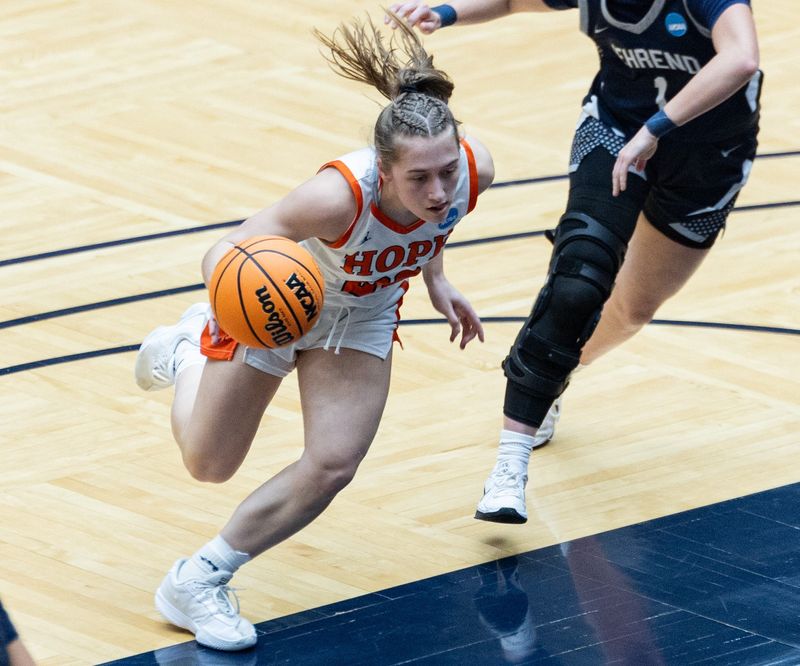 Hope's Terin Maynard drives the floor. The Flying Dutch lost in the NCAA Division III sectional semifinals on Friday.