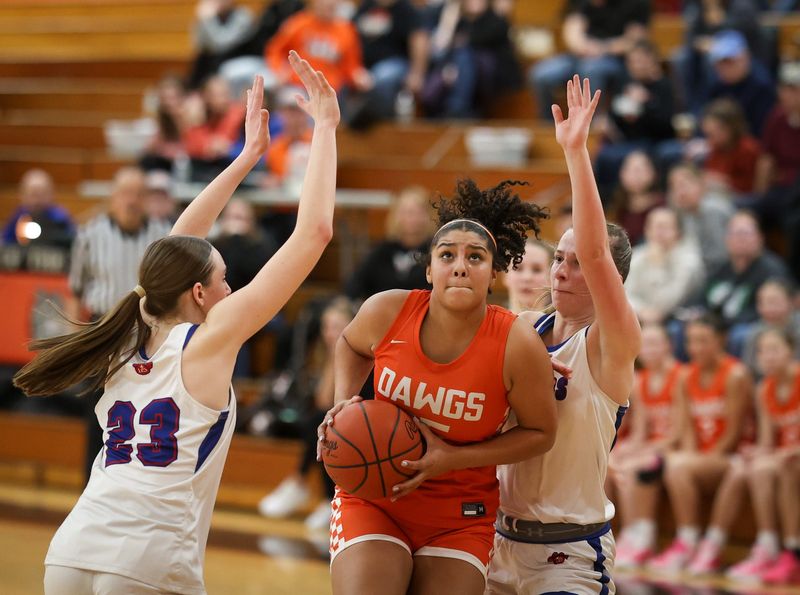 Summerfield's Jaeli Jones drives against Lenawee Christian during a 37-31 Summerfield triumph in the finals of the Division 4 Girls Basketball District at Summerfield on Friday, March 6, 2026.