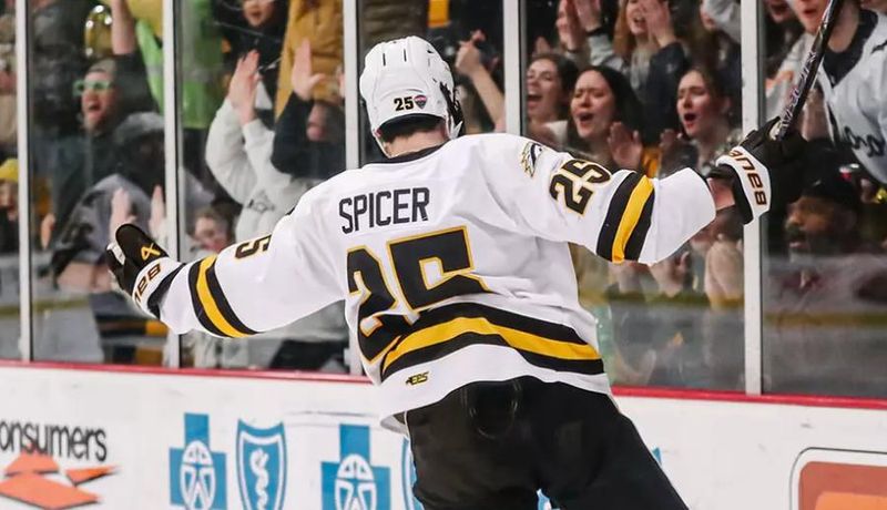 Cole Spicer scored a goal for Western Michigan in a 5-2 win over Colorado College in the Frozen Faceoff opener at Lawson Arena in Kalamazoo.