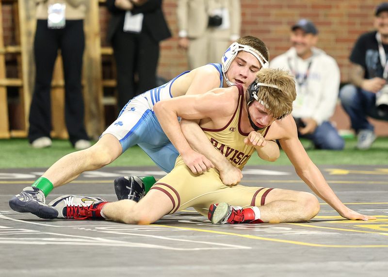 Detroit Catholic Central's Jamison Gregory competes during the Division individual boys wrestling state finals on Saturday, March 7, 2026, at Ford Field in downtown Detroit.