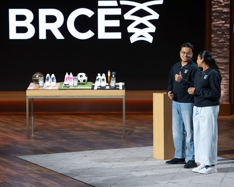 Madhav Aggarwal and Tanvi Gadamsetti on ABC's "Shark Tank." (Disney/Christopher Willard)