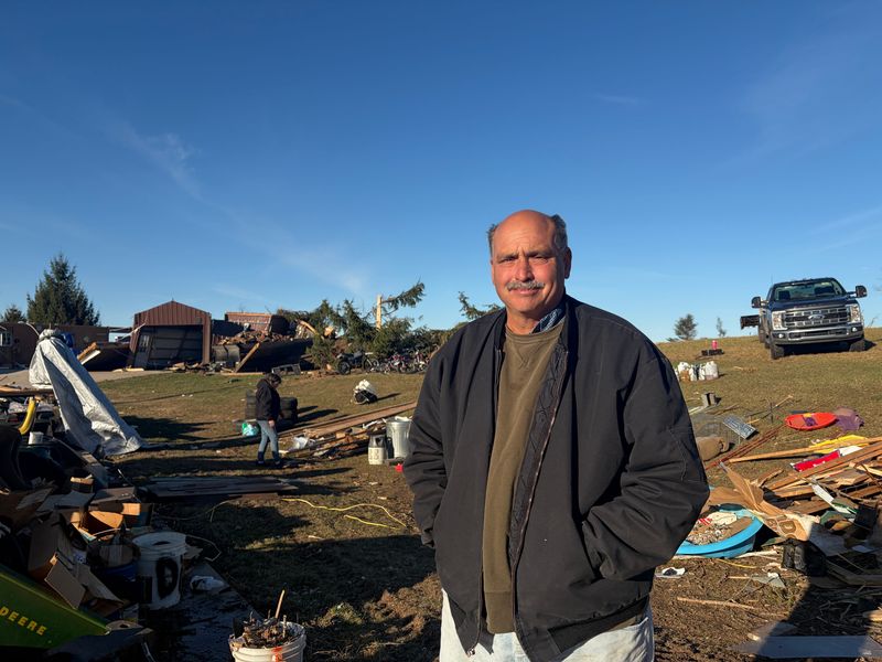 Freeman "Chip" Riddle, 64, stands on the back side of his house on Tuttle Road in Union City on March 8.