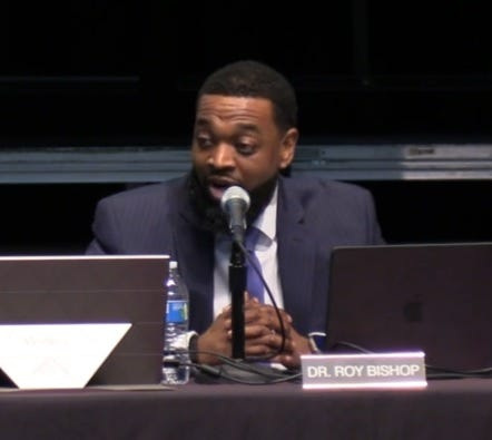 Grosse Pointe Public School System Deputy Superintendent Roy Bishop speaks during a GPPSS Board of Education meeting, Monday, March 9, 2026.