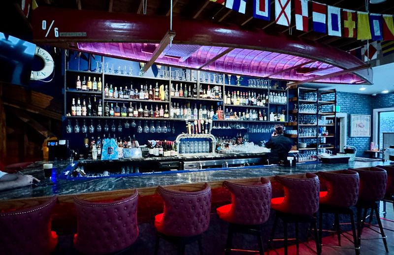 The bar inside Port Steak and Seafood at the Wrigley Center is shown on March 11, 2026 in downtown Port Huron. The restaurant offers a fine dining experience focused on steak and seafood dishes.