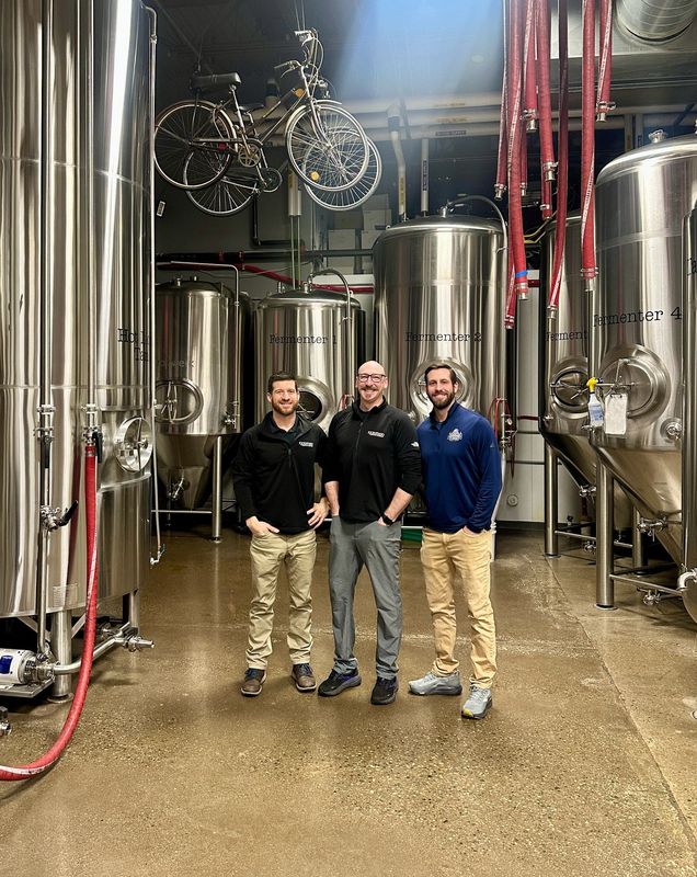 Scott Emerick, left, Andris Zukovs and Brendan Rogers of Kickstand Brewing Co.