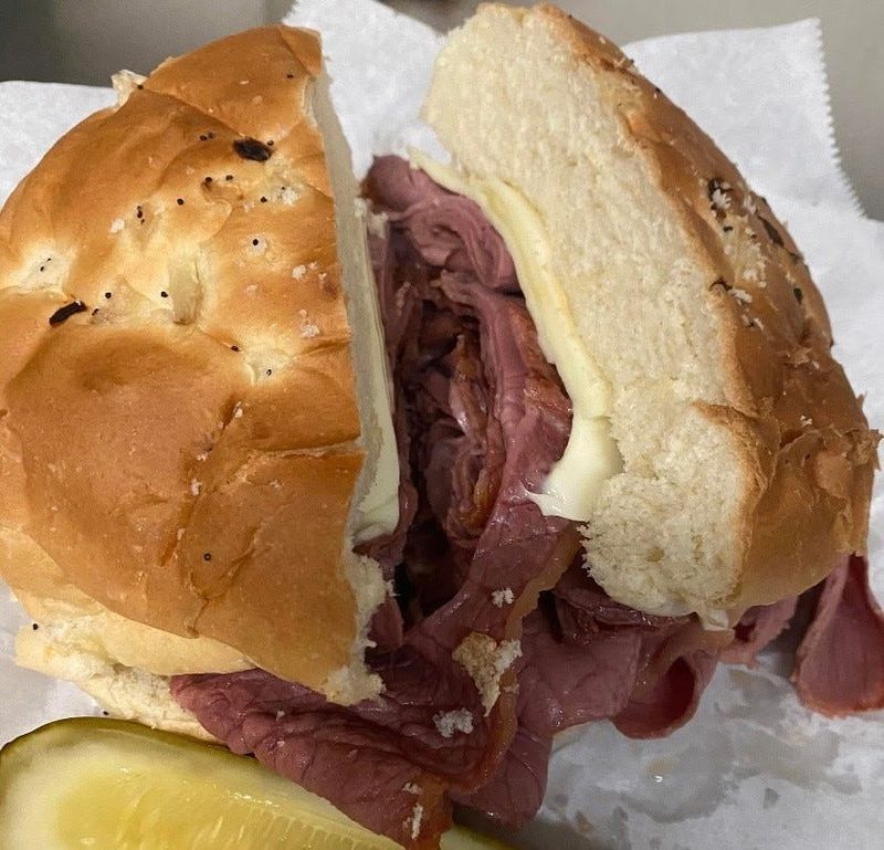 The Giant Corned Beef sandwich at the Wheat & Rye Bar & Grill in Allen Park.
