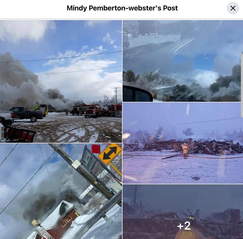 Mindy Pemberton-webster shared on Facebook a number of photos on Facebook showing the Long Lake Bar fire on March 16, 2026.