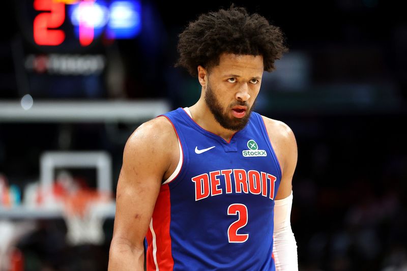 Detroit Pistons guard Cade Cunningham (2) looks on during the first half against the Washington Wizards at Capital One Arena in Washington on Tuesday, March 17, 2026.