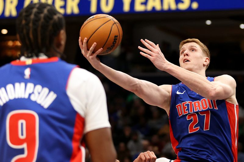 Mar 17, 2026; Washington, District of Columbia, USA; Detroit Pistons guard Kevin Huerter (27) takes a shot during the first half against the Washington Wizards at Capital One Arena. Mandatory Credit: Daniel Kucin Jr.-Imagn Images