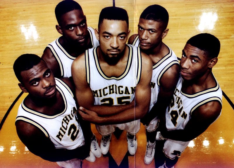 The Fab Five at Michigan, from left: Ray Jackson, Chris Webber, Juwan Howard, Jalen Rose and Jimmy King.