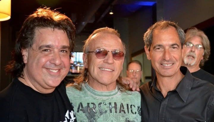 Detroit drummer Brian Pastoria, left, is pictured with his brother Mark Pastoria, right, and Grand Funk's Mark Farner.