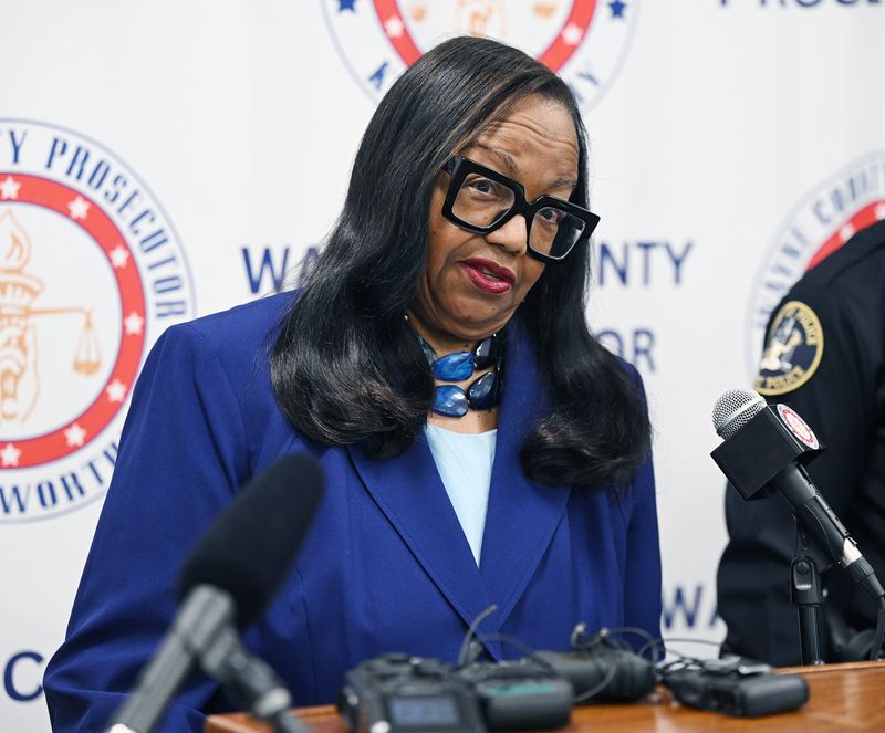 Wayne County Prosecutor Kym Worthy announces multiple counts of kidnapping and first- and third-degree criminal sexual conduct charges against retired Detroit Police Sgt. Benjamin Wagner at a Detroit press conference on March 19, 2026.