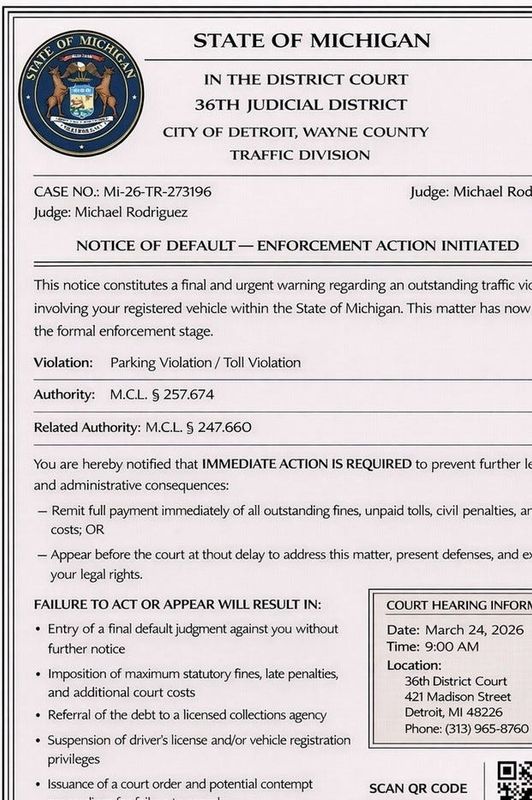 The 36th District Court notes on its real website: "We’ve received reports of a text message scam claiming you owe court fines and must pay immediately to avoid severe penalties. These messages are NOT from the court or any official agency."