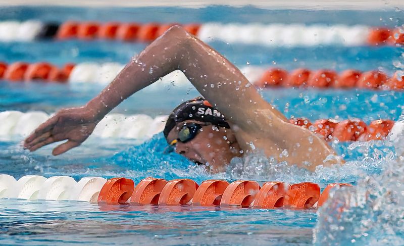 Brighton senior Spencer Sanders had the fastest times in Livingston County in four of eight individual swimming events during the 2025-26 season.