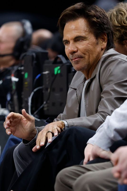 Detroit Pistons owner Tom Gores watches during the second half against the Atlanta Hawks at Little Caesars Arena in Detroit on Wednesday, March 25, 2026.