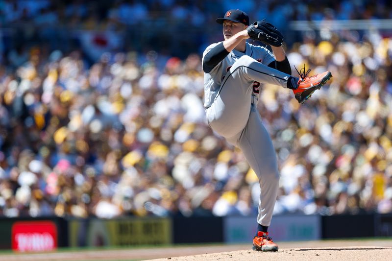 Detroit Tigers starting pitcher Tarik Skubal delivers during the first inning against the San Diego Padres on Thursday.