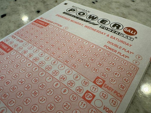 A Powerball slip on Friday, March 27, 2026.