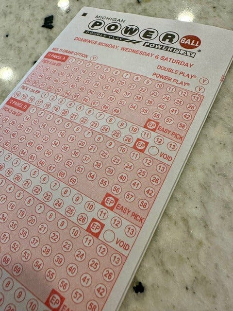 A Powerball slip on Friday, March 27, 2026.