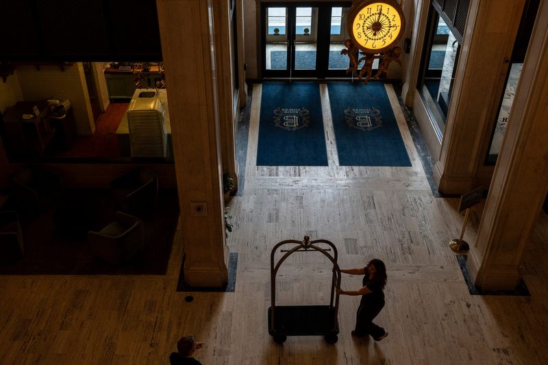 Guests walk through the interior of the Book Tower during a tour highlighting the building’s restoration and 100-year history in downtown Detroit on Tuesday, March 17, 2026.