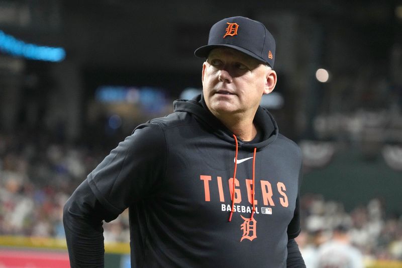 Detroit Tigers manager AJ Hinch against Arizona Diamondbacks in the eighth inning at Chase Field in Phoenix on Tuesday, March 31, 2026.