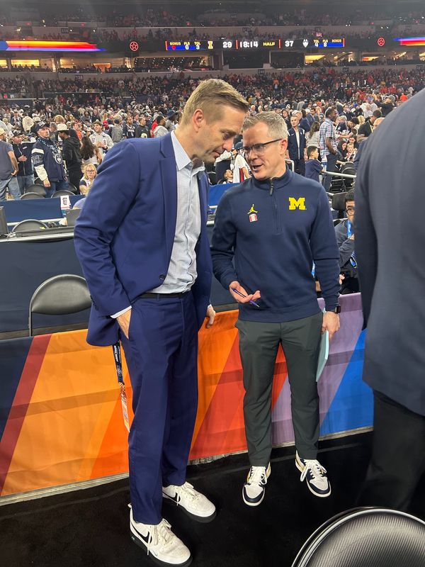 Dusty May was courtside for the first half of the UConn vs. Illinois game, scouting for a potential championship game.