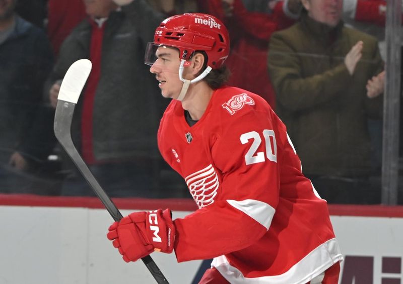 Detroit leads Minnesota, 1-0, on an early goal by defenseman Albert Johansson, who beat Filip Gustavsson with a 40-foot wrist shot from the left-wing faceoff circle at the 1:40 mark.