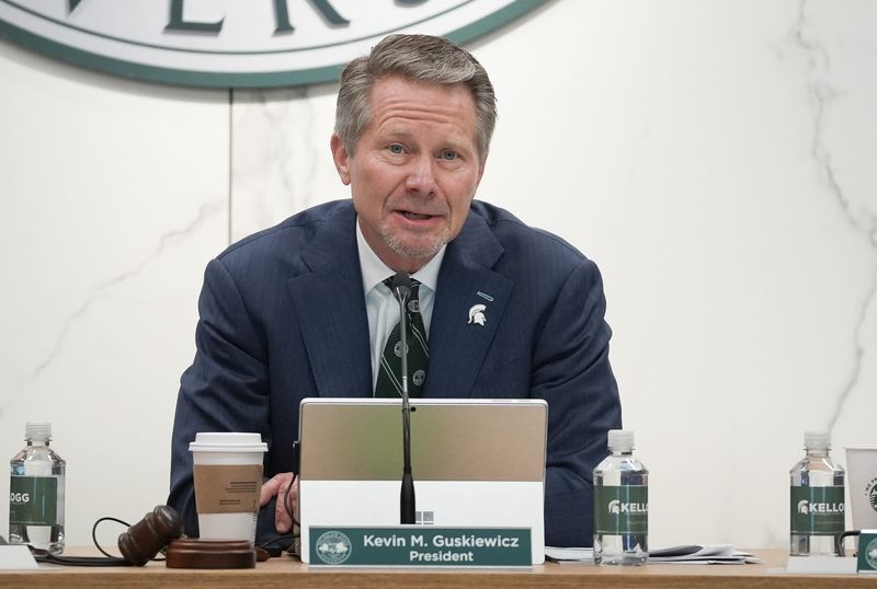MSU President Kevin Guskiewicz, pictured Friday, Feb. 6, 2026, during the Board of Trustees meeting.
