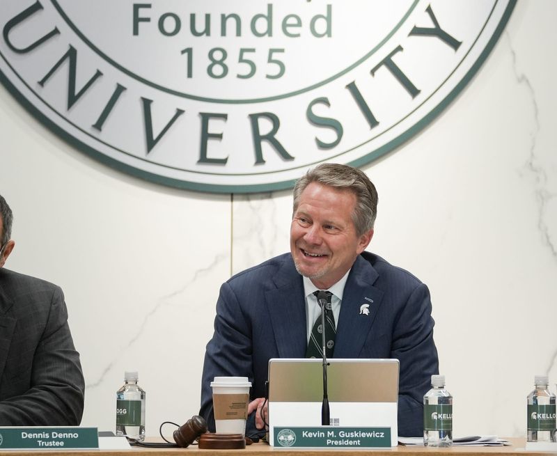 MSU President Kevin Guskiewicz, pictured Friday, Feb. 6, 2026, during the Board of Trustees meeting.