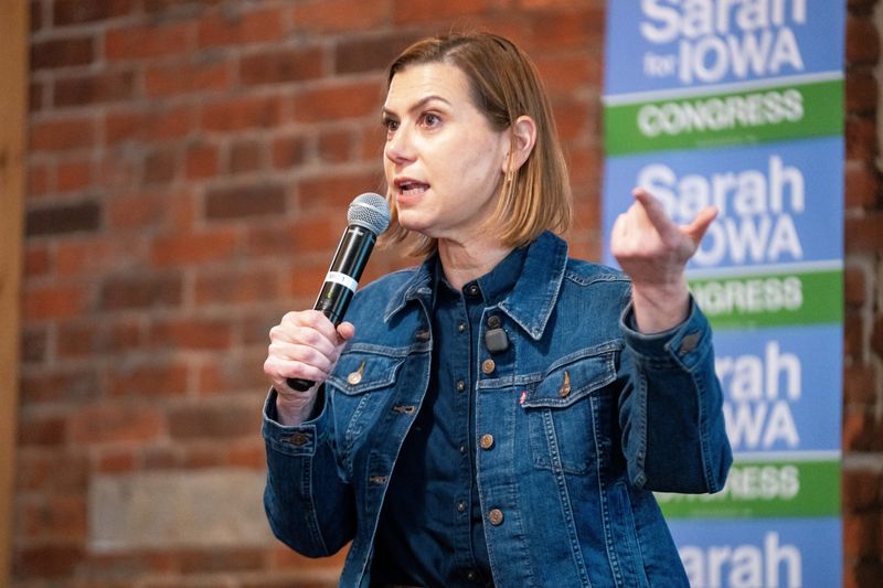 U.S. Sen. Elissa Slotkin, D-MI, speaks to Iowans about health care during a town hall with Democratic candidate for Iowaâ€™s 3rd congressional district Sarah Trone Garriott on April 7, 2026, in Des Moines.