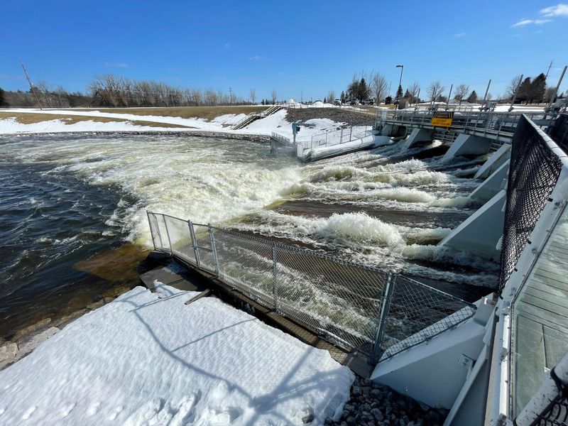 Gov. Gretchen Whitmer activated the State Emergency Operations Center on Friday, April 10, 2026, in response to rising water levels at the Cheboygan Lock and Dam Complex, pictured here on Thursday, April 9, 2026.