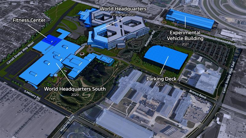 A couple of roads around Ford Motor Co.'s new world headquarters will be renamed after popular products. Village Road between Oakwood Boulevard and Rotunda Drive will become Mustang Alley. South Pond Road will be changed to Bronco Bend.