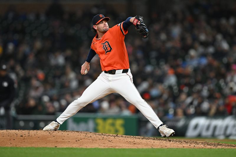 Detroit Tigers pitcher Kyle Finnegan throws against the Miami Marlins in the eighth inning at Comerica Park on Friday night.