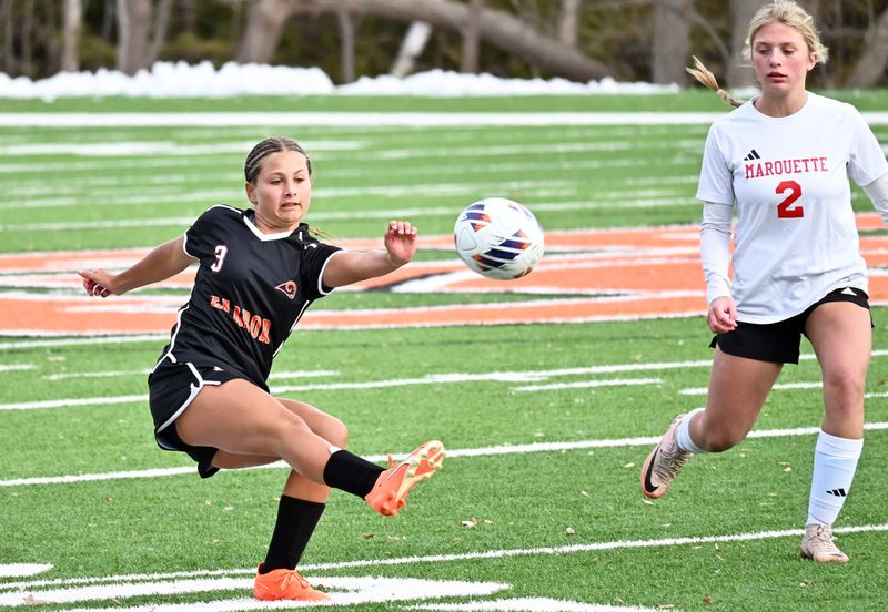 The Harbor Springs girls soccer team captured a 5-3 win over Marquette in its home opener Friday, April 10, led by four goals from junior Stefi Reskevics.