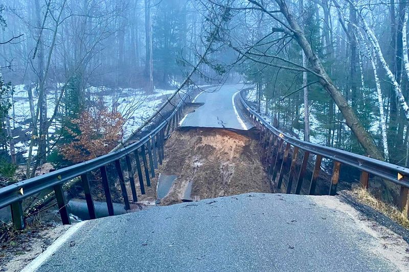 A stretch of M-119 and the Tunnel of Trees between Good Hart and Cross Village was washed out and collapsed on the morning of April 13, 2026 after heavy weekend rainfall and snowmelt. Large sections of M-119 are closed, though the area between Stutsmanville Road and Island View Road, along with the Good Hart General Store, remain open.