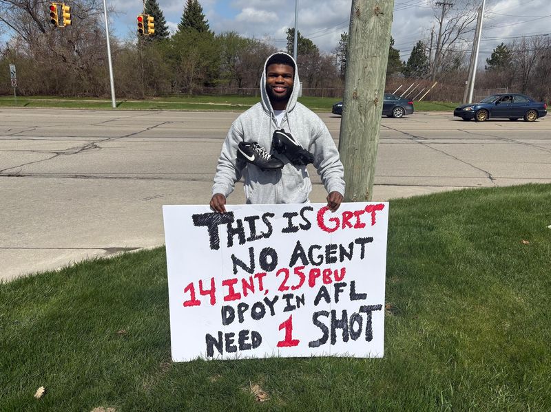 Freddie McGee III, a former defensive back at Eastern Michigan, was outside Lions headquarters on Monday, asking for a chance.
