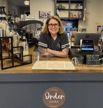 Amy Pelleteri, a former police officer with the Toledo Police Department, opened Serendipity Java in Petersburg, Michigan in February 2026.