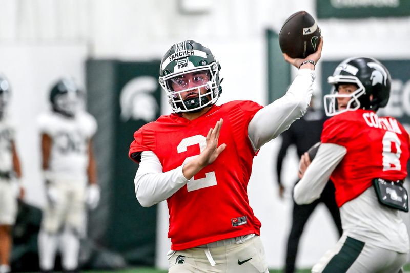 Quarterback Cam Fancher arrives at Michigan State after previous stops at Marshall, Florida Atlantic and Central Florida.