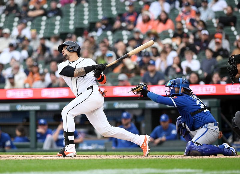 Tigers’ Javier Baez strikes out swinging in the third inning.