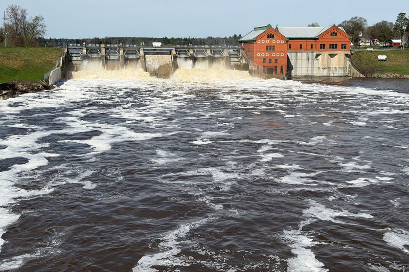 The 119-year-old Croton dam in Newaygo County, built in 1907, on Friday, April 17, 2026. It's considered a high-hazard dam, meaning that if it were to fail, loss of life or significant property damage would be expected.