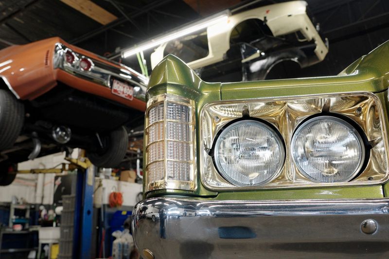 A detail of a 1971 Chevrolet Impala is seen at Well Connected Customs on Wednesday, April 8, 2026, in Detroit.
