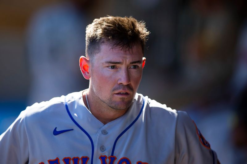 Mets infielder Luke Ritter plays for the Peoria Javelinas during an Arizona Fall League baseball game at Phoenix Municipal Stadium.