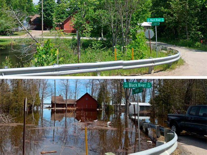 From top: North Black Lake Road and Taylor in 2024 and Friday, April 17, 2026.