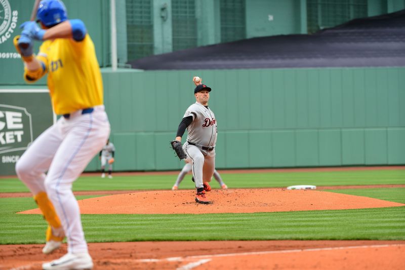 Detroit Tigers starting pitcher Tarik Skubal pitches during the first inning against the Boston Red Sox at Fenway Park in Boston on Saturday, April 18, 2026.
