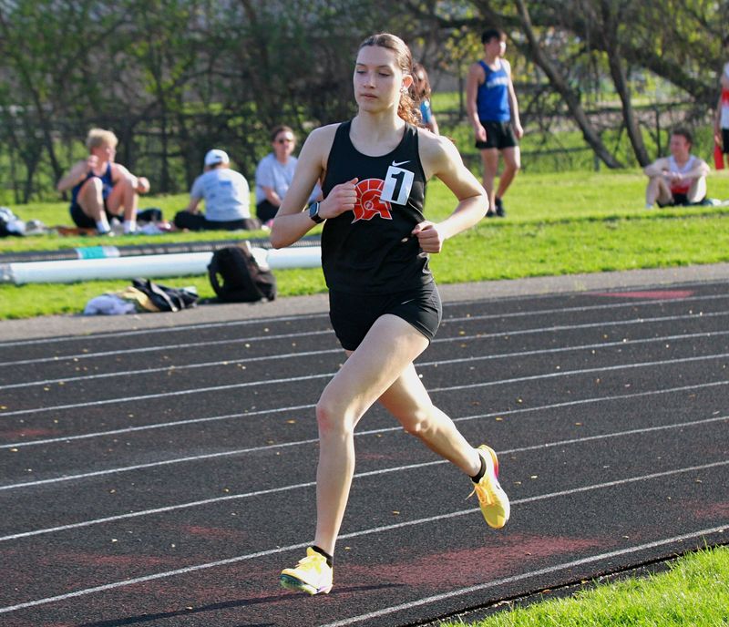 Berkley Holtz ran away in the 800 run for Sturgis to take first place.